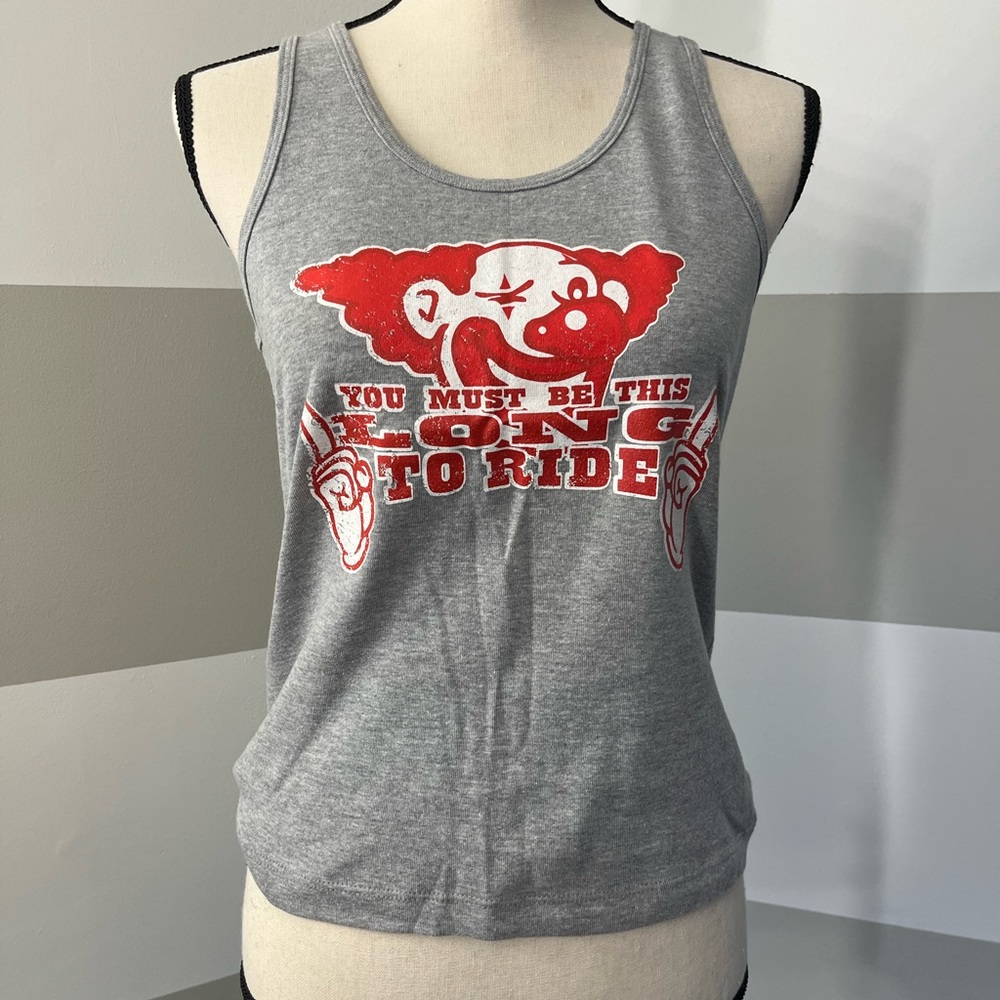 YOU MUST BE THIS LONG TO RIDE Women's Vintage grey tank Large juniors tee